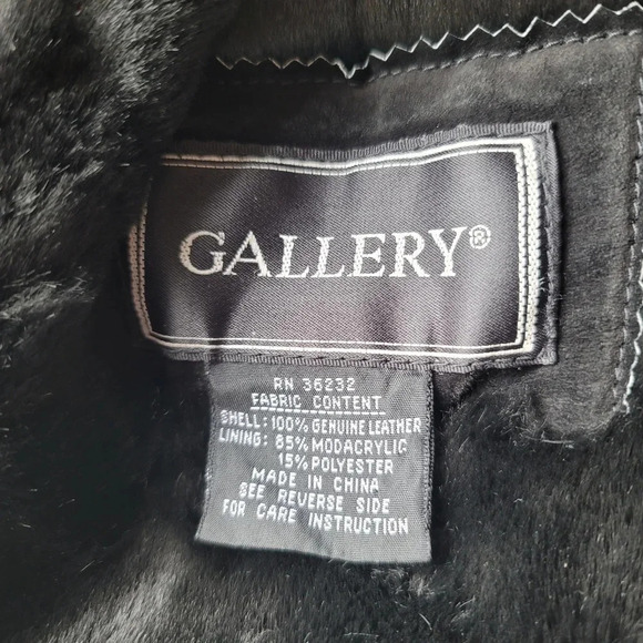 Gorgeous Gallery Women's Genuine Suede Leather Jacket Faux Fur Lining Black Sz M - Picture 3 of 14